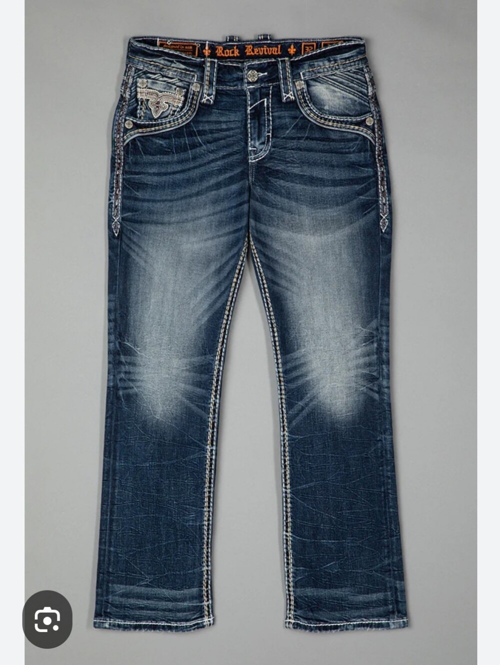 Rock Revival Men’s Dark Blue Washed Jeans